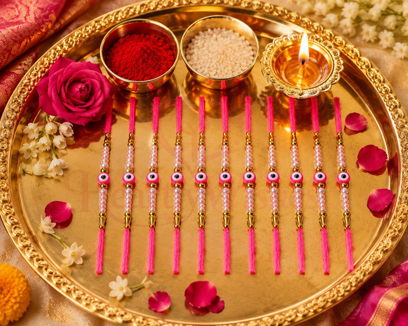 Pink Pearl Nazar Rakhi – Set of 10 – Heartly Wishes