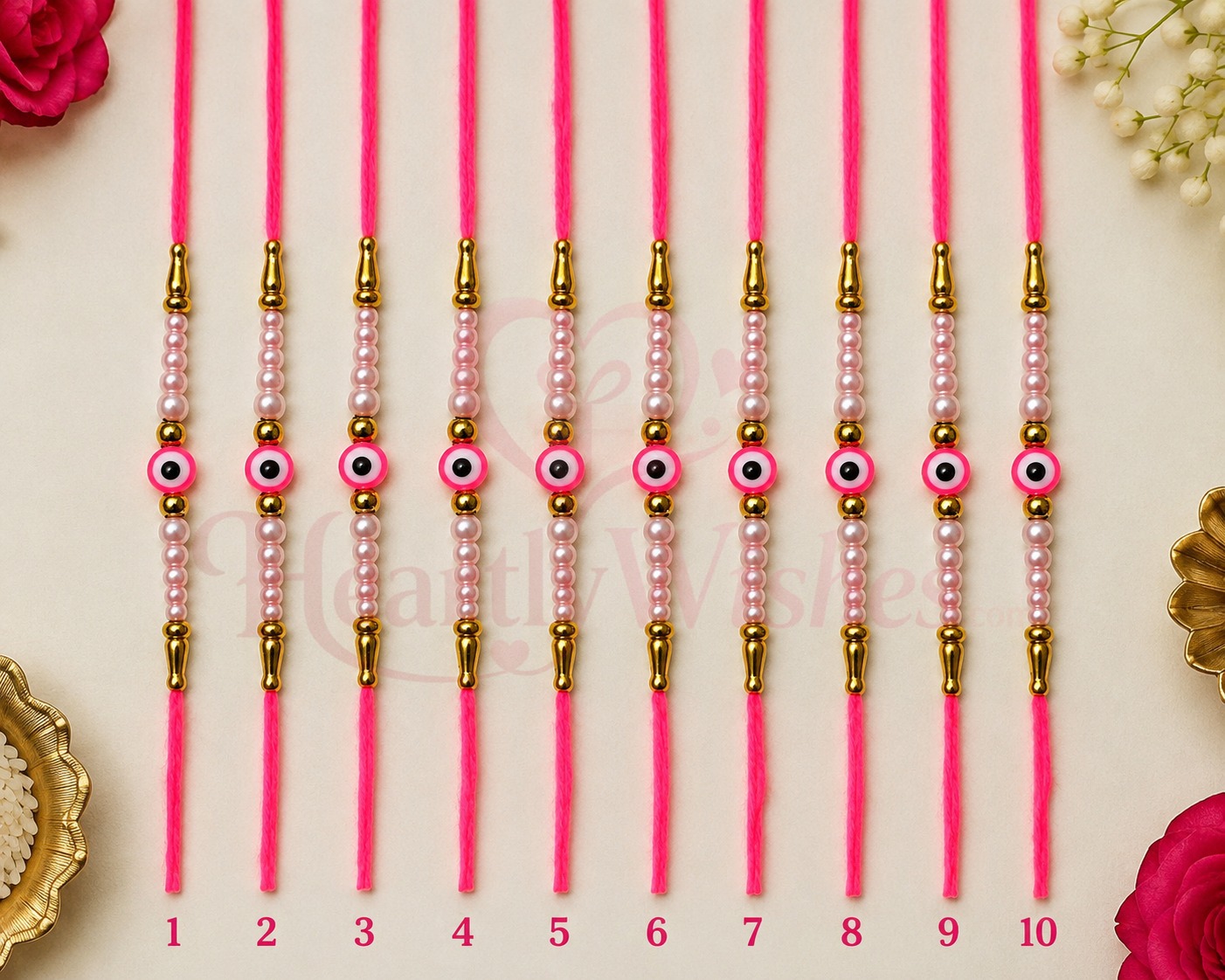 Pink Pearl Nazar Rakhi – Set of 10 product image 2