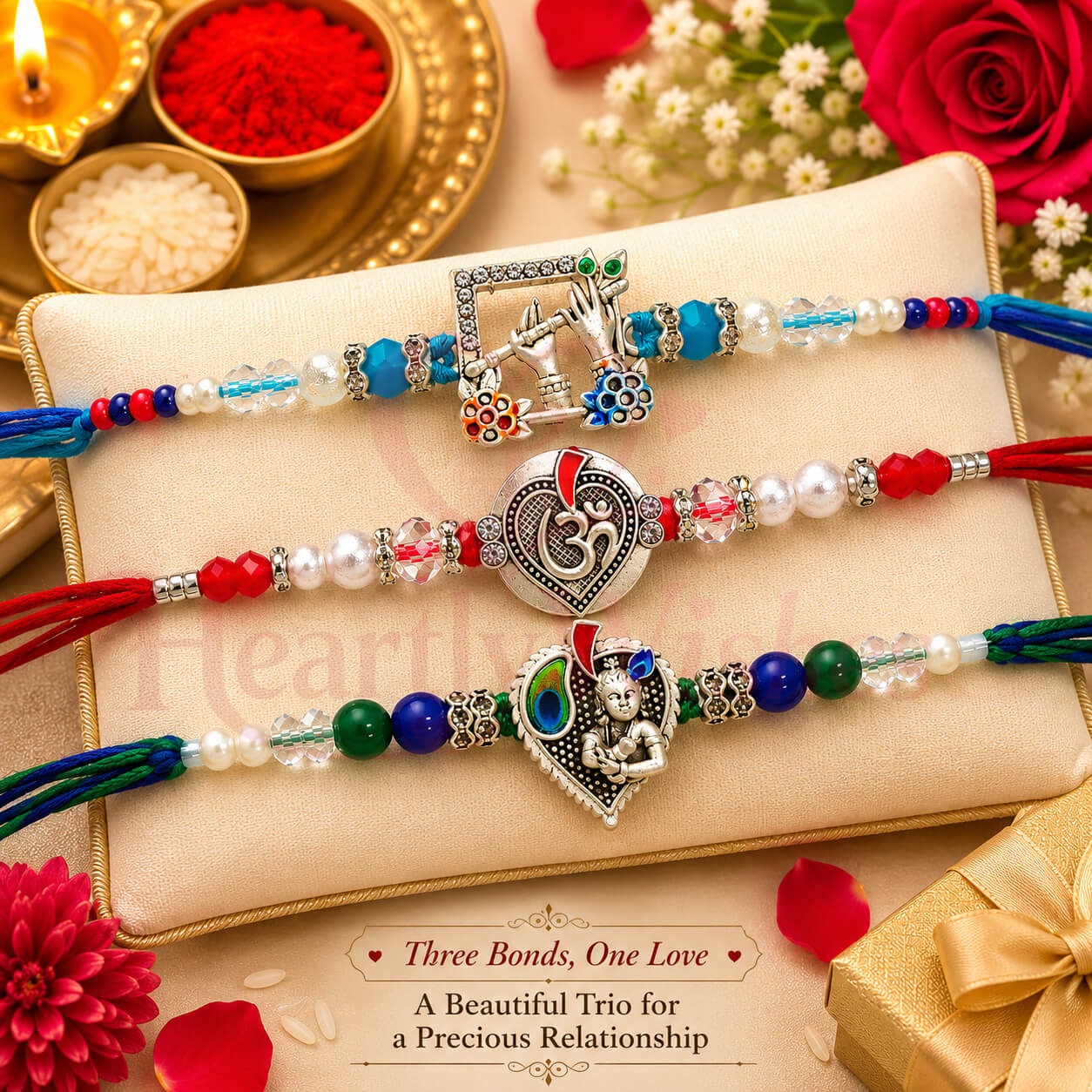 Madhav Triveni Rakhi – Set of 3 – Heartly Wishes