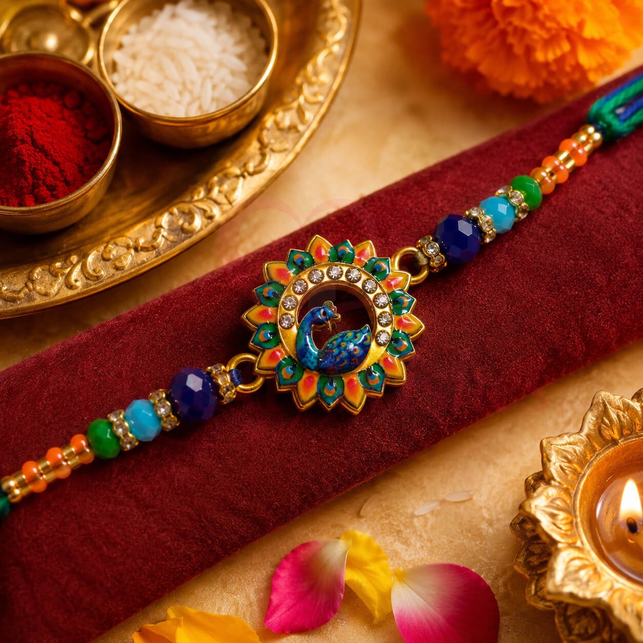 Mayur Pushp Rakhi – Heartly Wishes