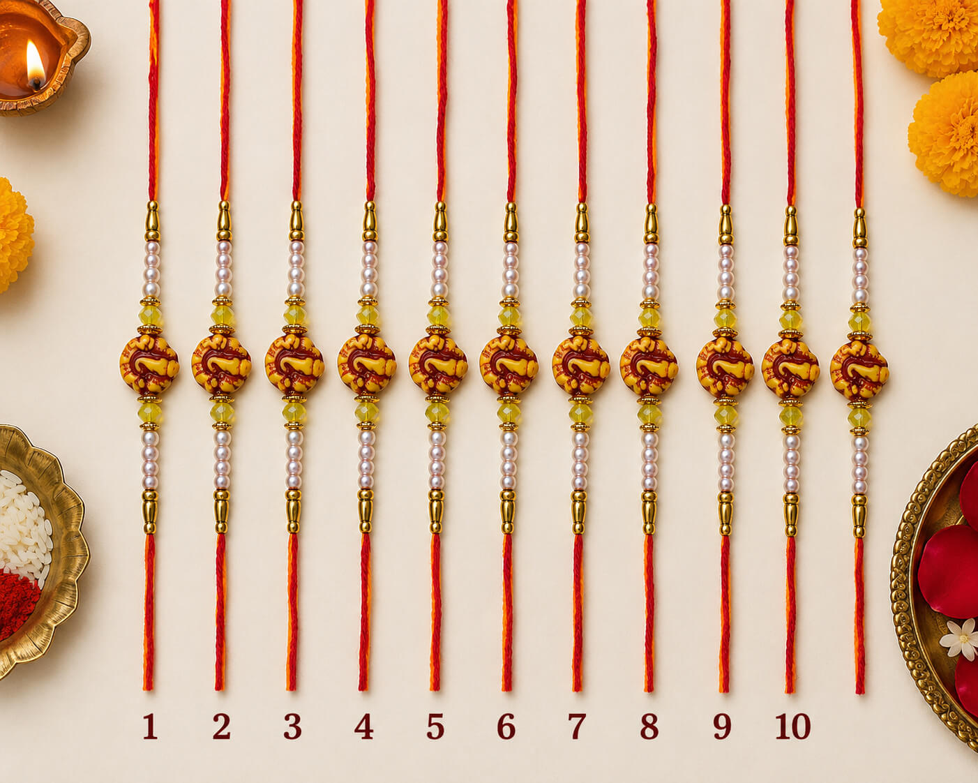 Kanak Ratna Rakhi - Set of 10 – Heartly Wishes