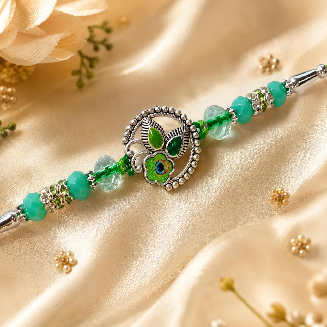 Mayur Pushp Ratna Rakhi – Heartly Wishes
