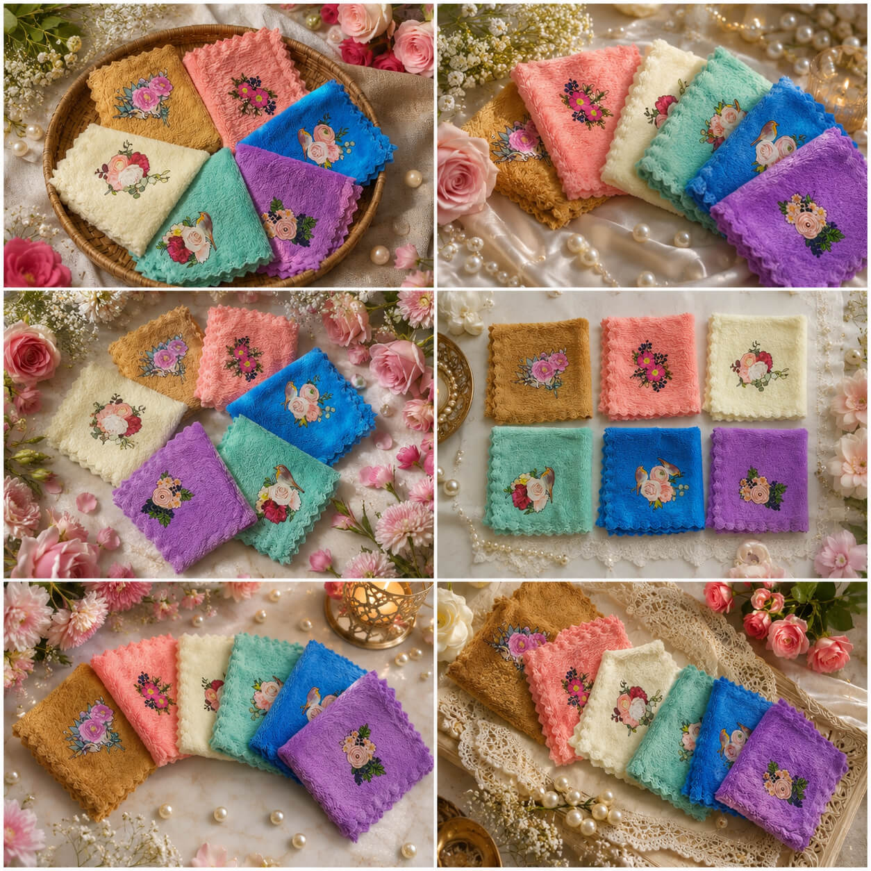 Gulbahar Floral Ladies Rumal – Set of 6 product image 3