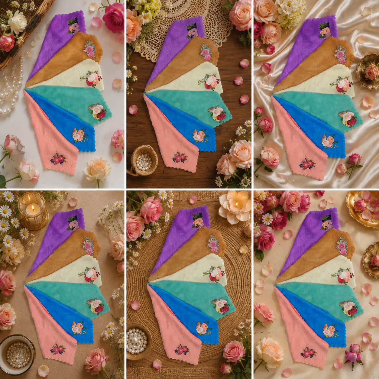 Gulbahar Floral Ladies Rumal – Set of 6 product image 4