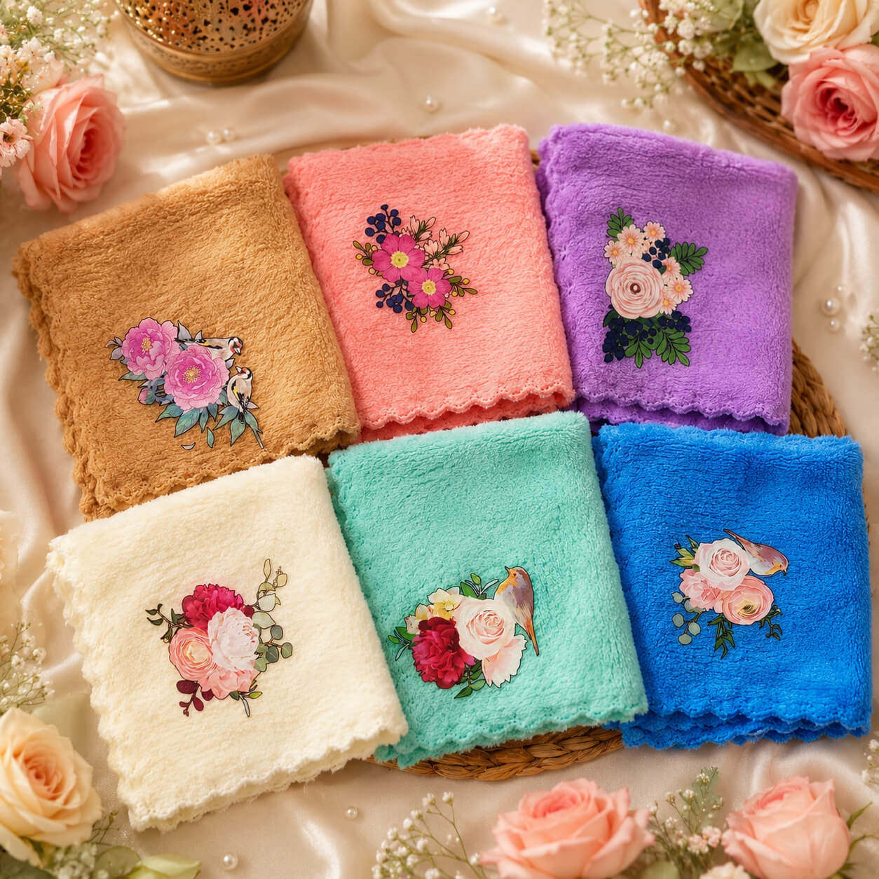 Gulbahar Floral Ladies Rumal – Set of 6 – Heartly Wishes