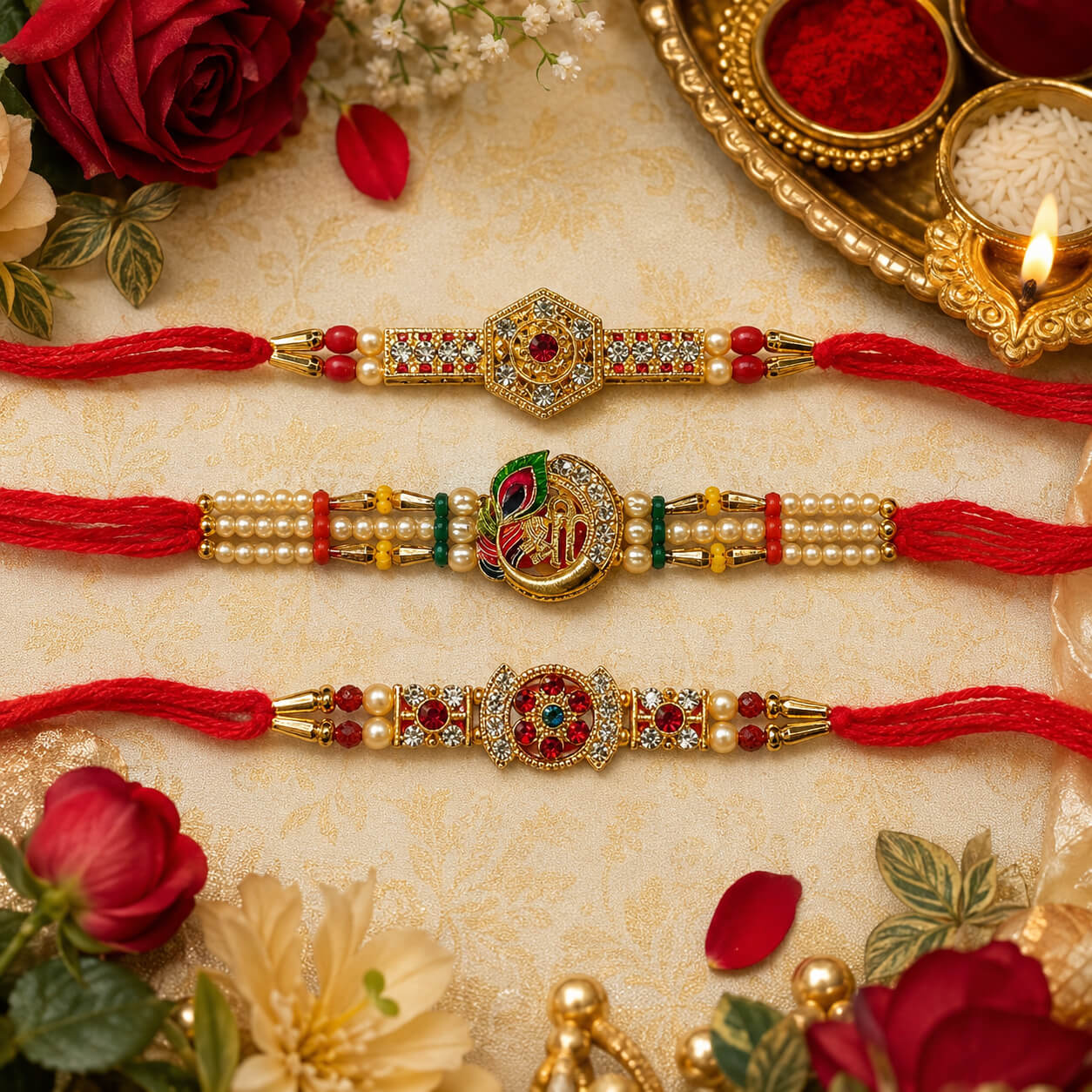 Rajsi Madhav Triveni Rakhi – Set of 3 product image 2