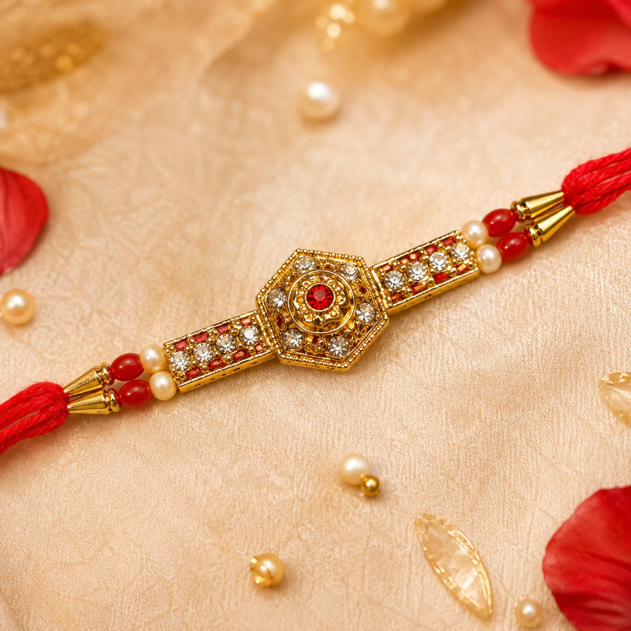 Kundan Shobha Rakhi – Heartly Wishes
