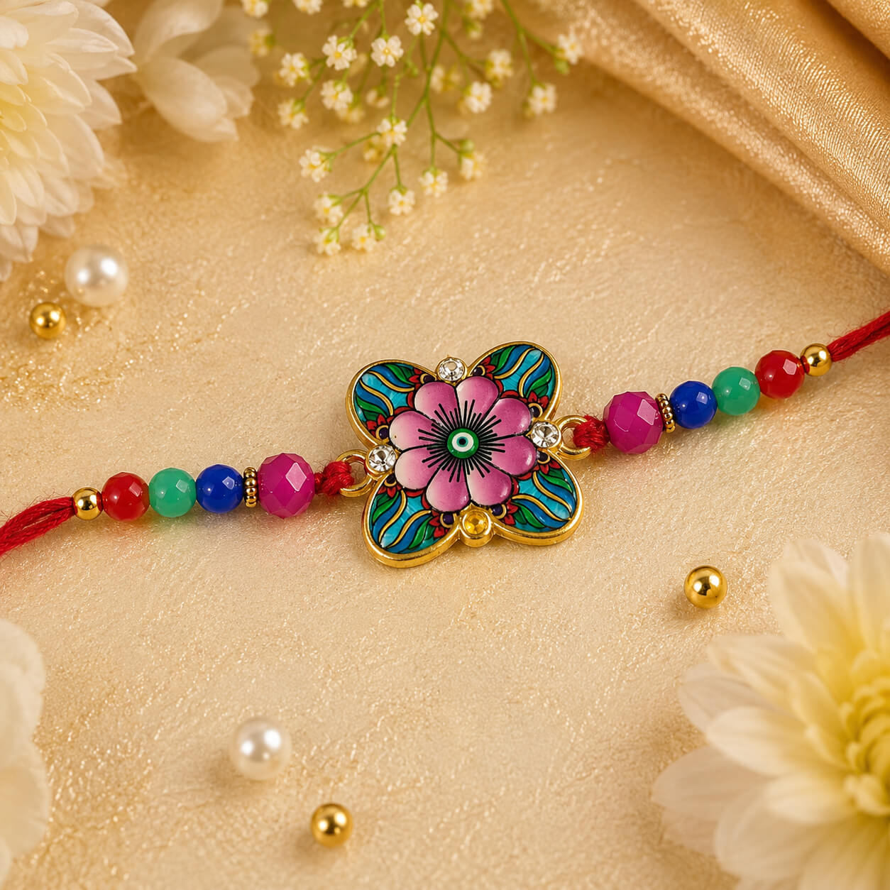 Madhur Gulabi Pushp Rakhi – Heartly Wishes