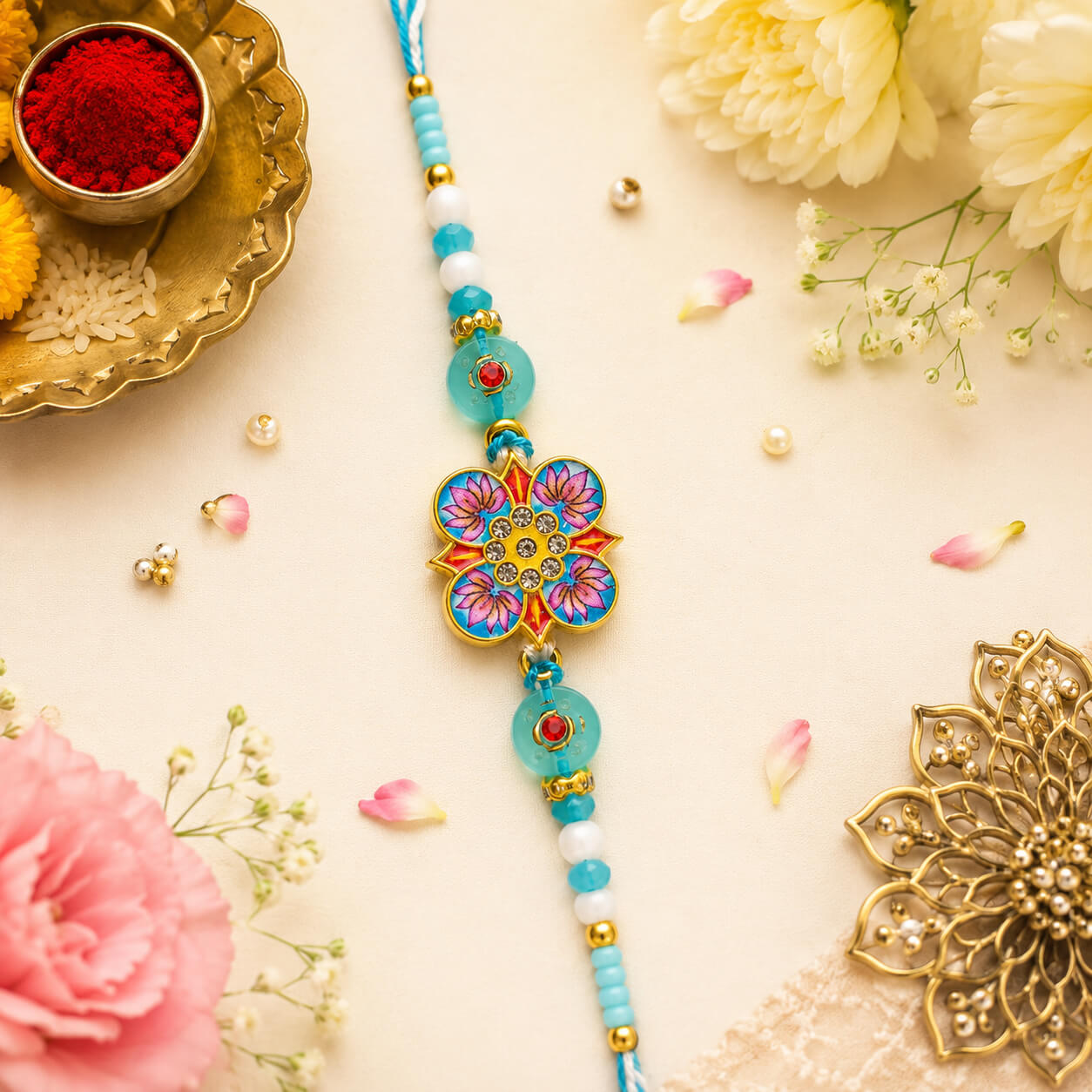Crystal Lotus Rakhi – Heartly Wishes