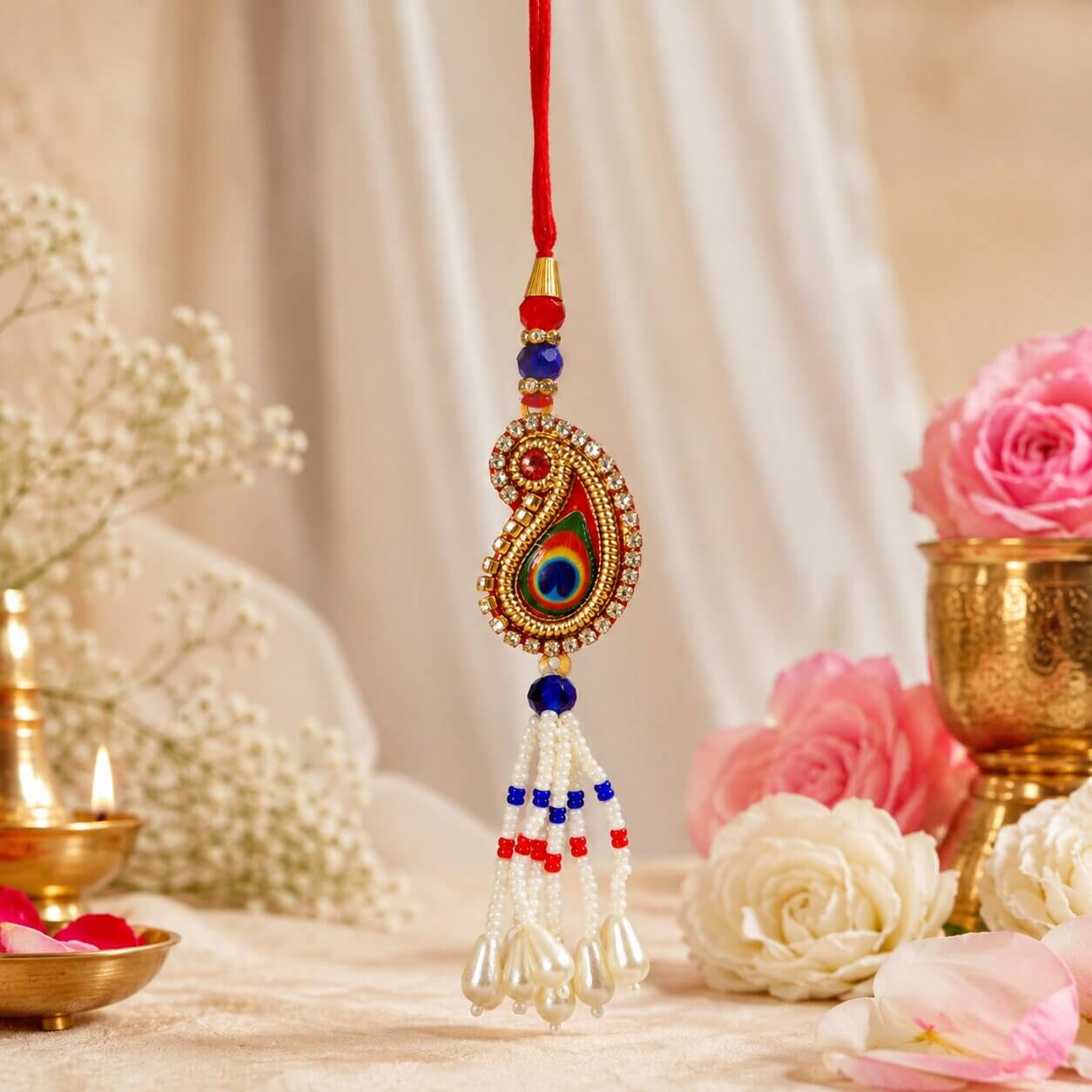 Mayur Meenakari Lumba Rakhi – Heartly Wishes