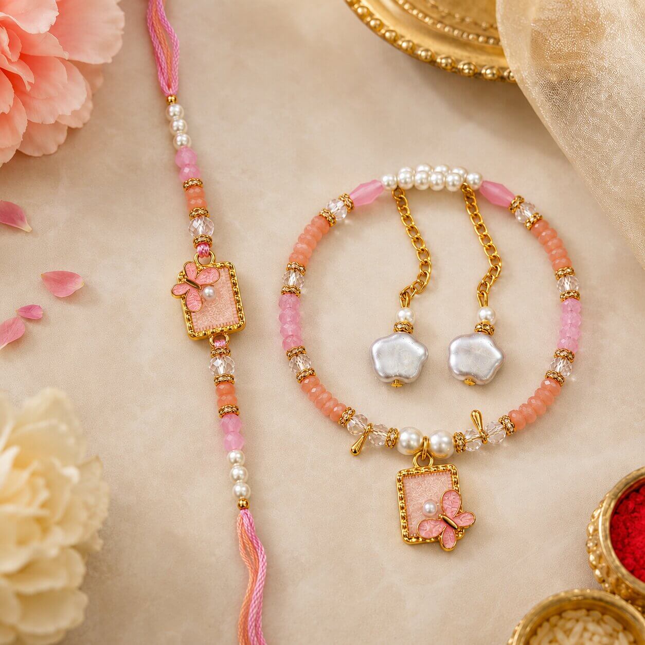 Madhur Titli Bhaiya Bhabhi Rakhi Set (Pink) product image 3