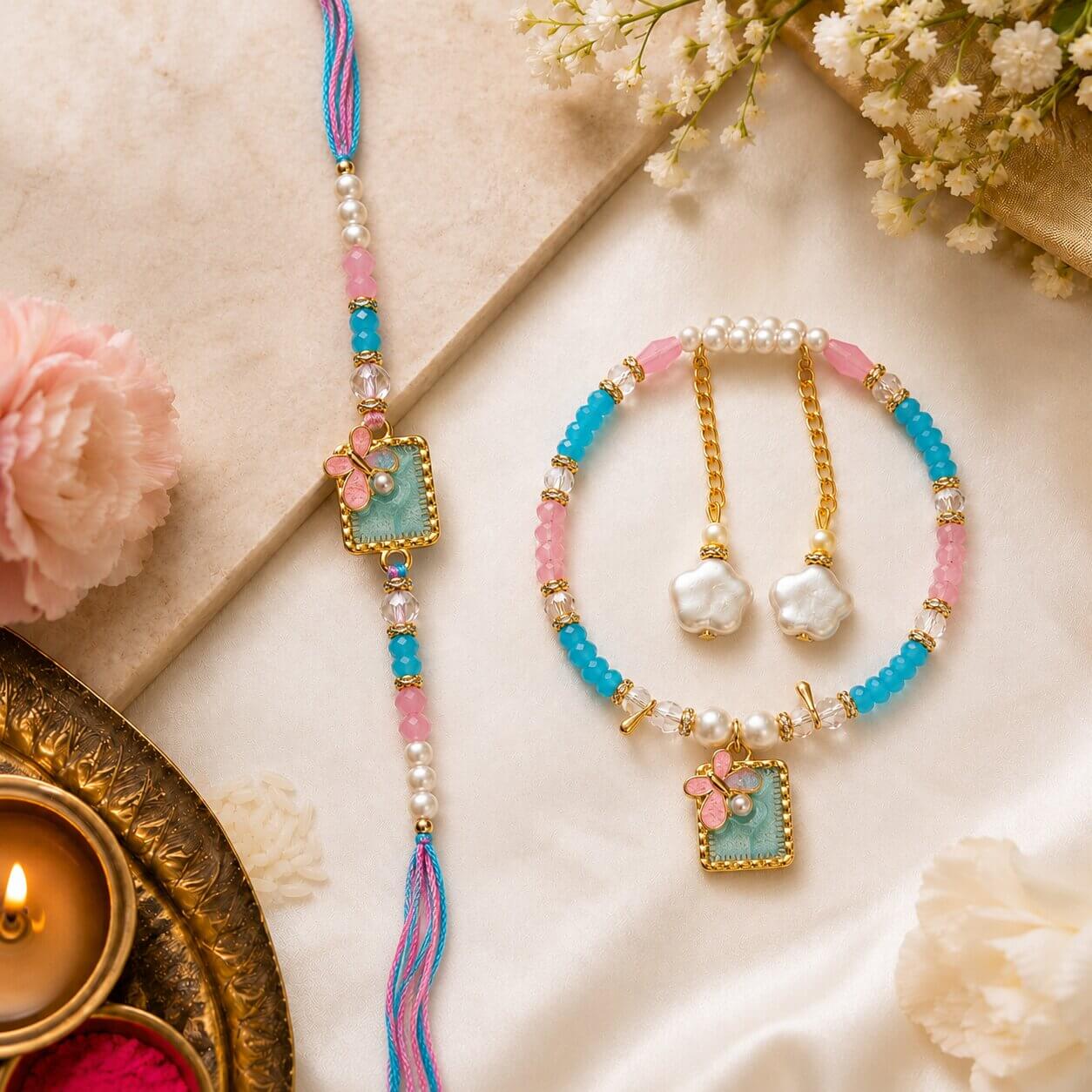 Madhur Titli Bhaiya Bhabhi Rakhi Set (Blue) product image 2