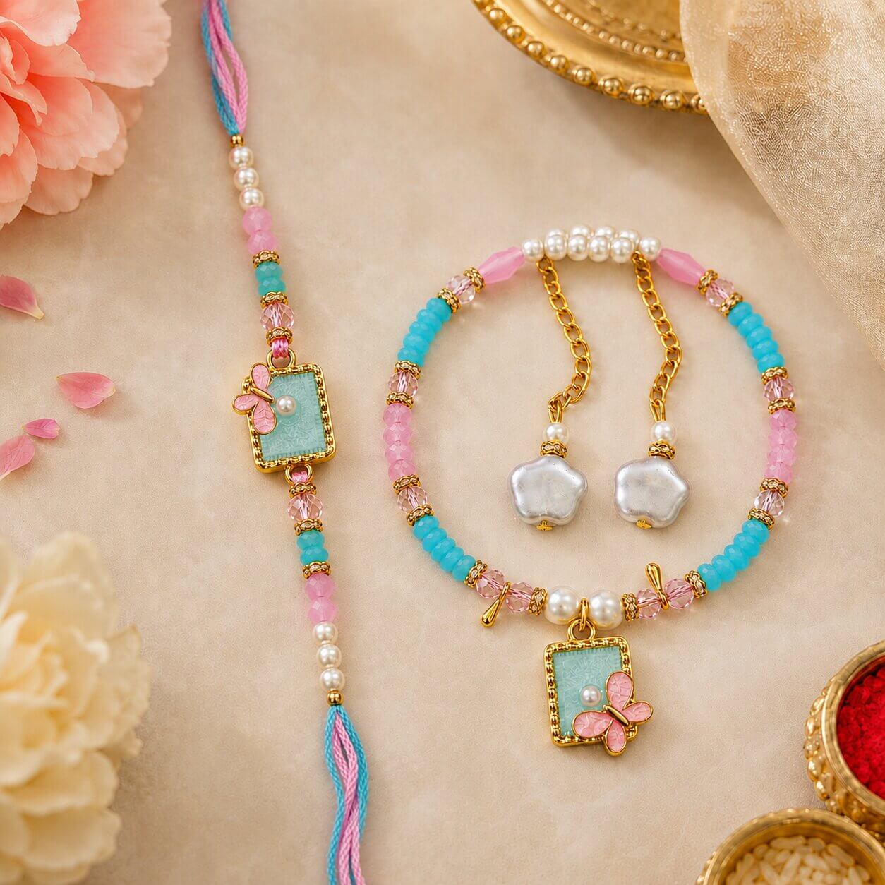 Madhur Titli Bhaiya Bhabhi Rakhi Set (Blue) product image 3