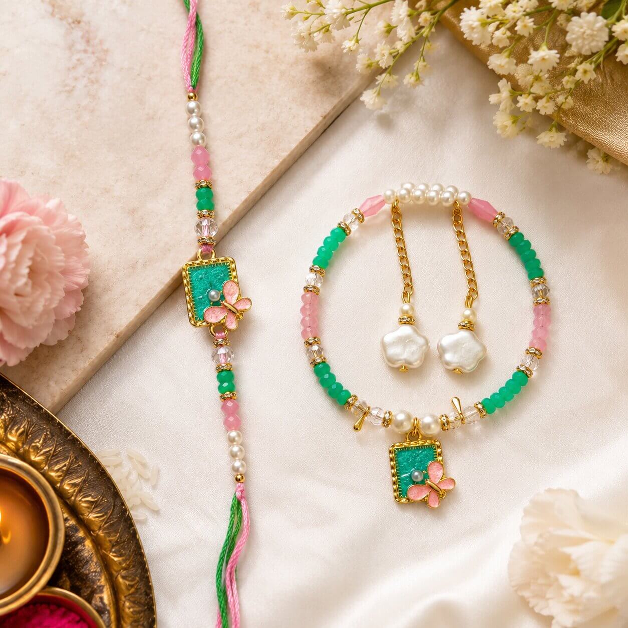 Madhur Titli Bhaiya Bhabhi Rakhi Set (Green) product image 2