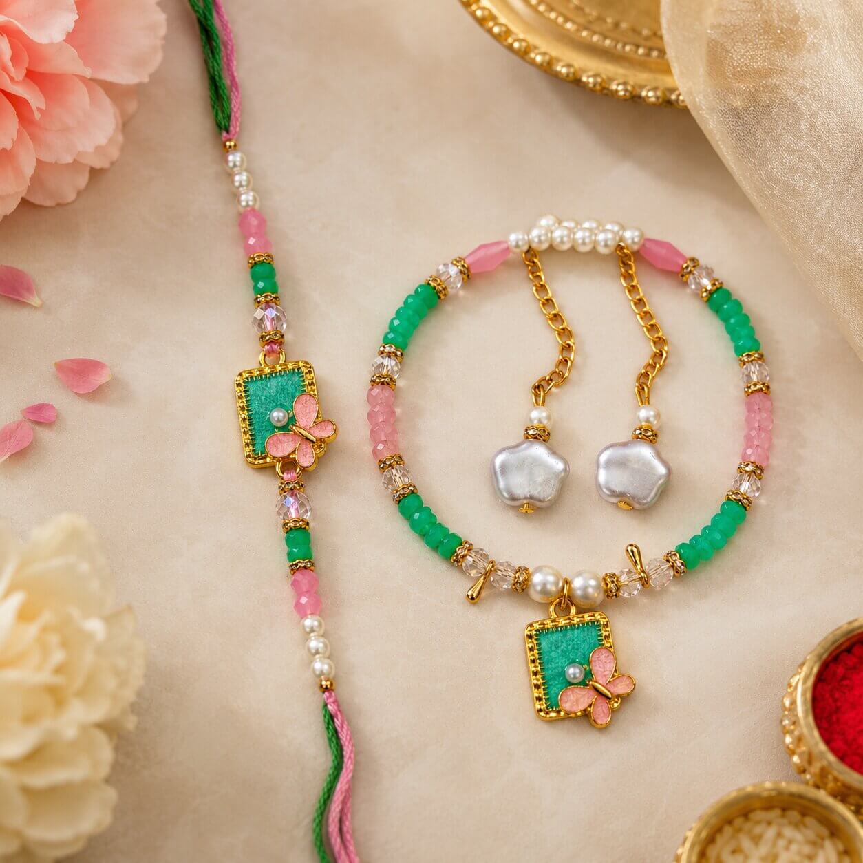 Madhur Titli Bhaiya Bhabhi Rakhi Set (Green) product image 3