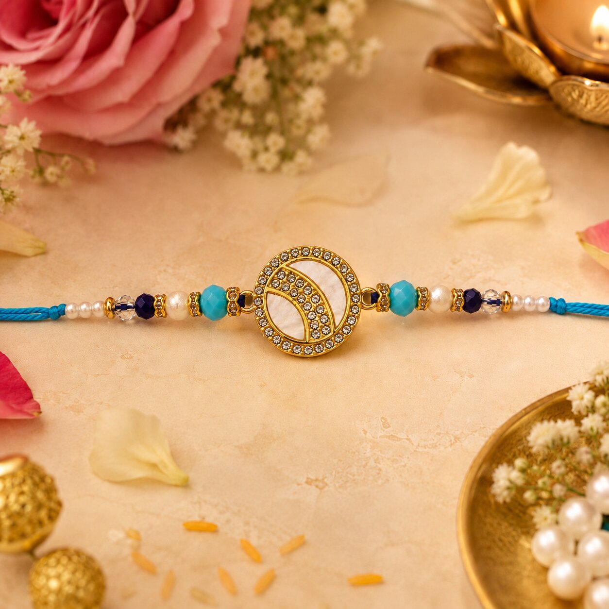 Royal Azure Kundan Rakhi – Heartly Wishes