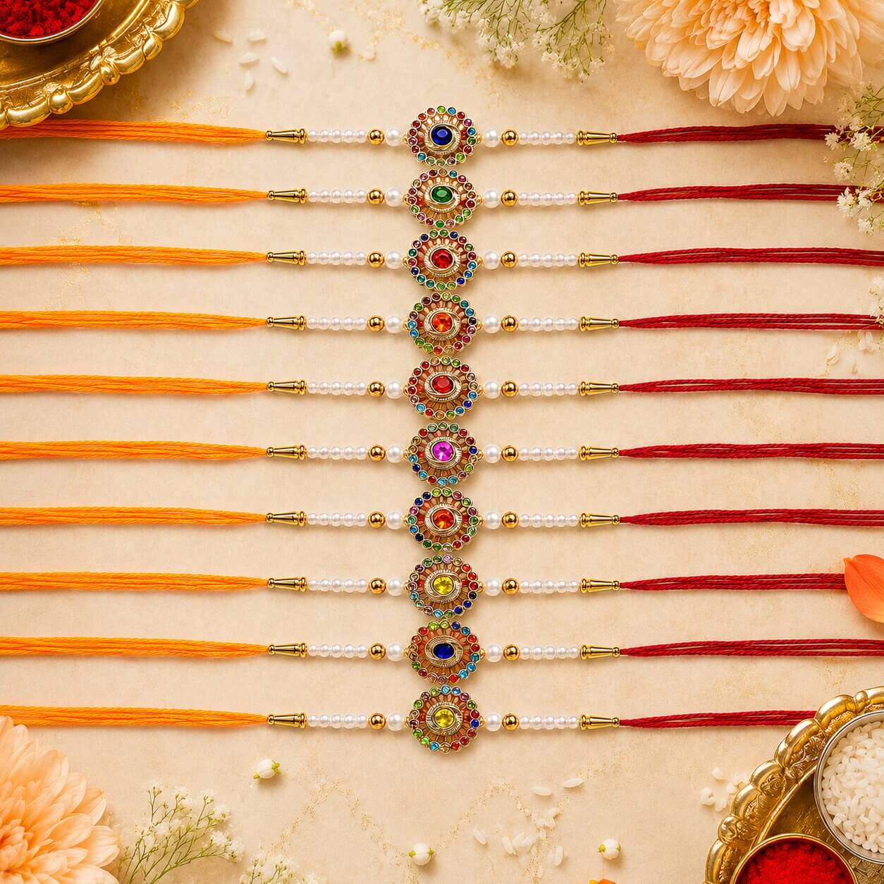 Navrang Ratna Rakhi - Set of 10 – Heartly Wishes
