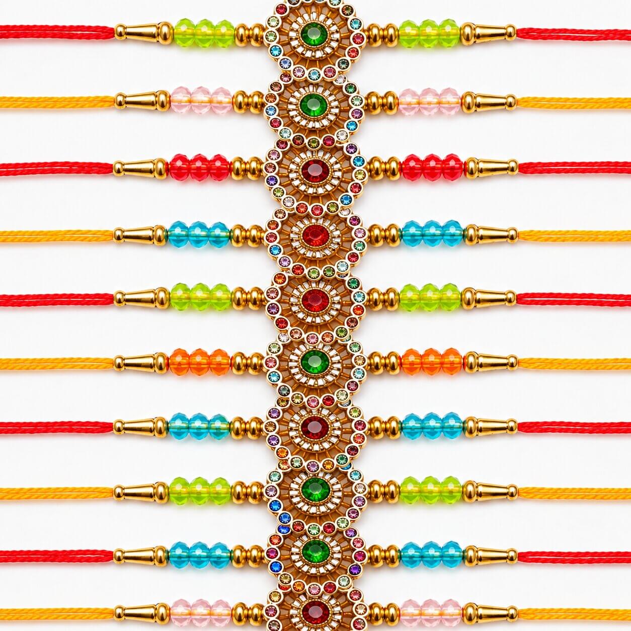 Navrang Ratna Multicolor Rakhi - Set of 10 product image 4