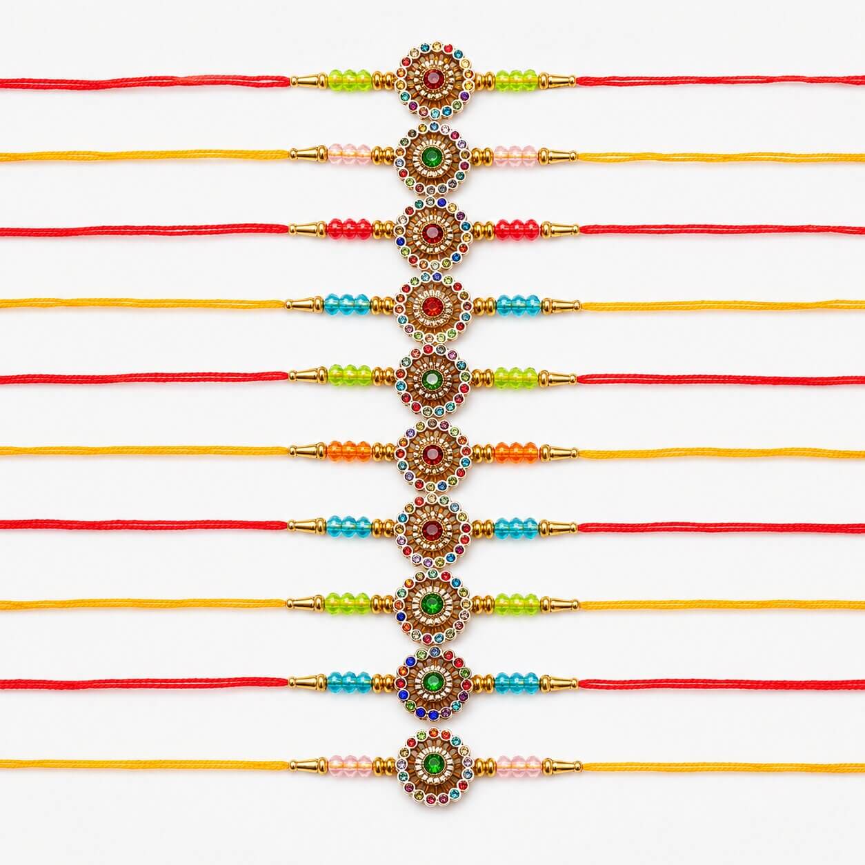 Navrang Ratna Multicolor Rakhi - Set of 10 product image 3