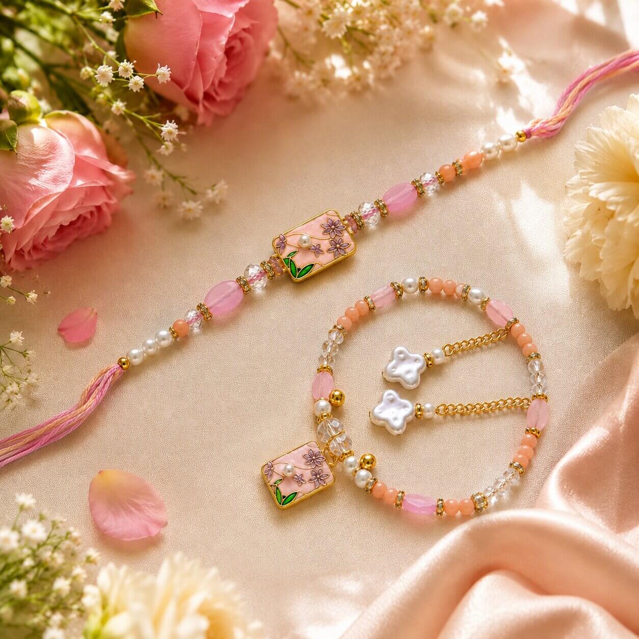 Gulshan Meenakari Bhaiya Bhabhi Rakhi Set (Pink) product image 2