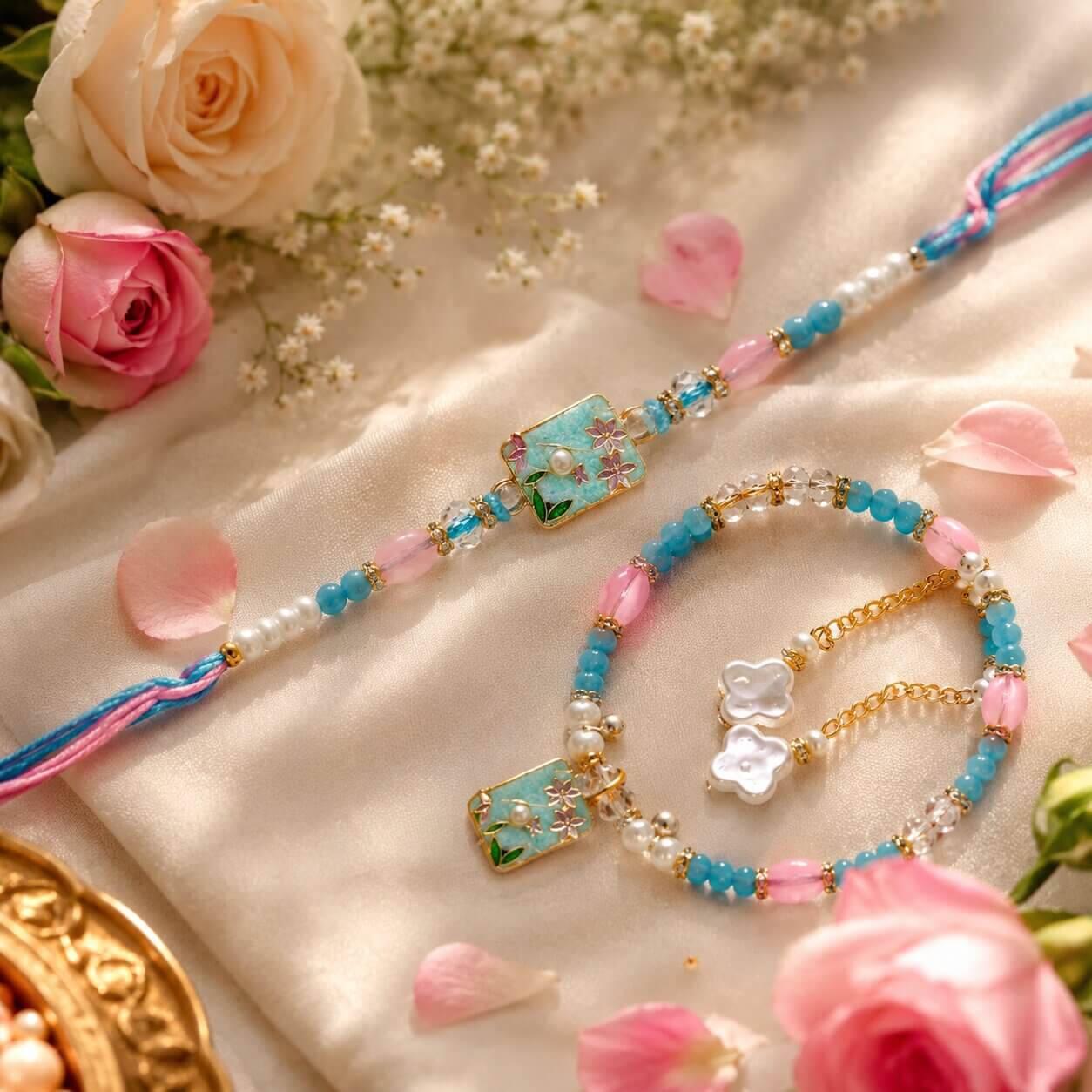 Gulshan Meenakari Bhaiya Bhabhi Rakhi Set (Blue) product image 5