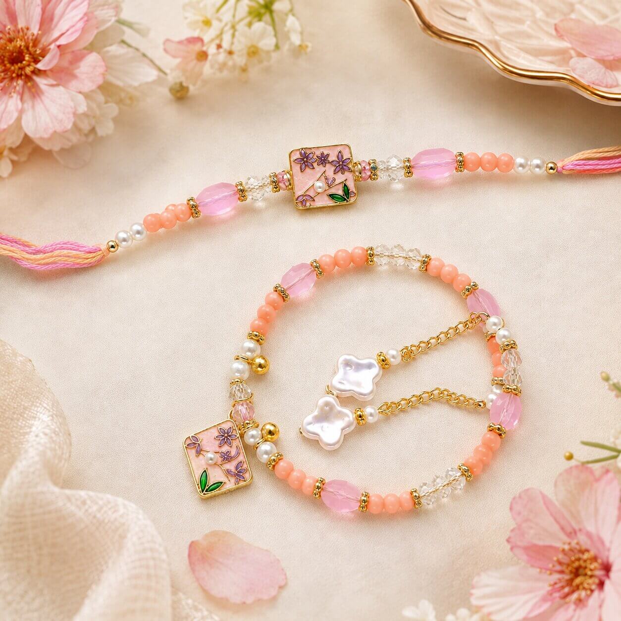 Gulshan Meenakari Bhaiya Bhabhi Rakhi Set (Pink) product image 3