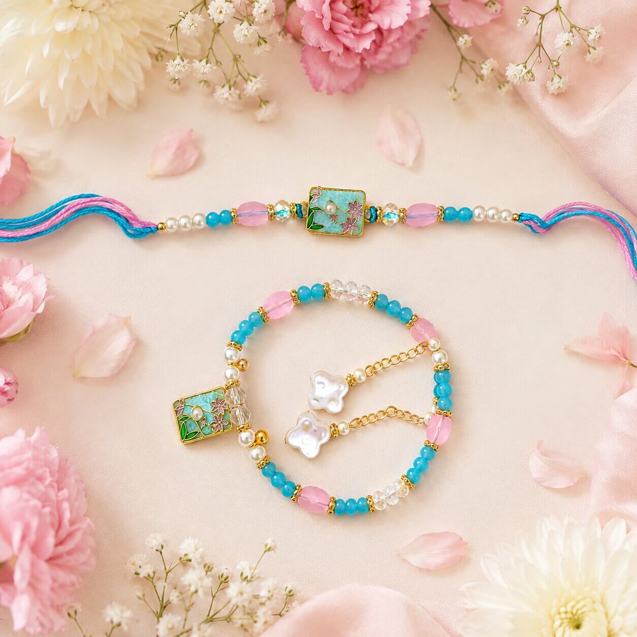 Gulshan Meenakari Bhaiya Bhabhi Rakhi Set (Blue) product image 4