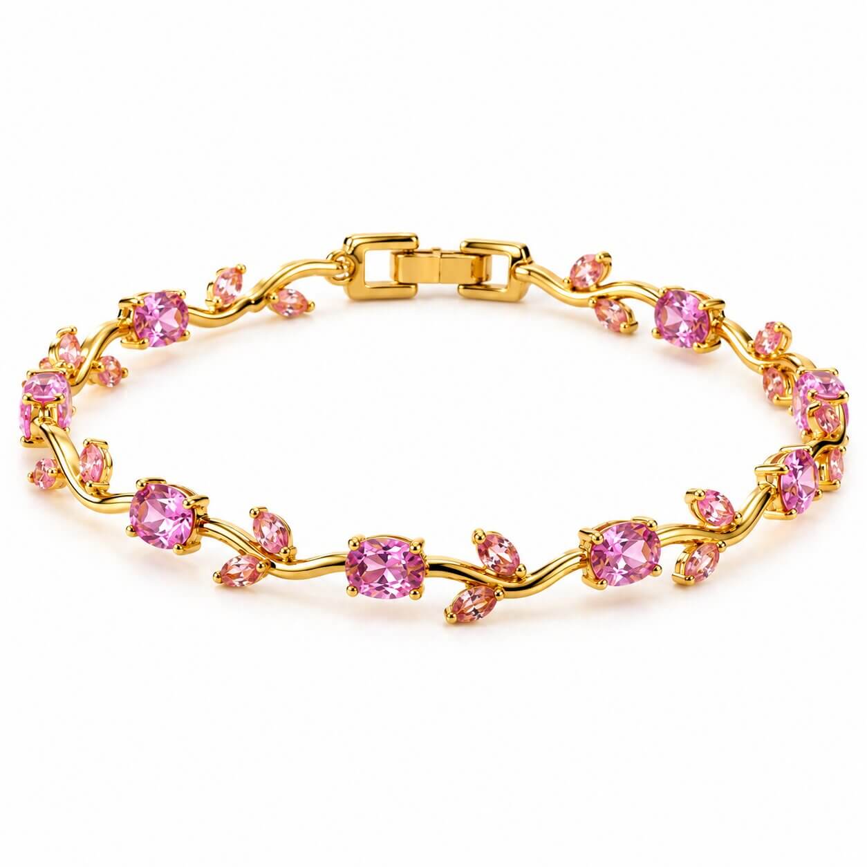 Tulip Bracelet for Women, Floral Crystal, Anti Tarnish Jewellery Latest Stylish Bracelet Gifts for Girls (Golden Pink) – Heartly Wishes