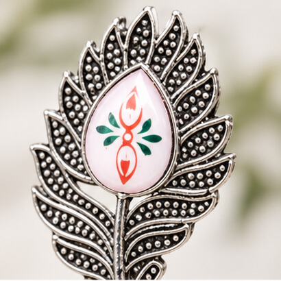 Meher Silver-Toned Peacock Feather Jhumka Earrings product image 4