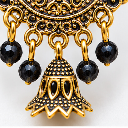 Royal Teardrop Jhumka Chandbali Earrings (Black) product image 5