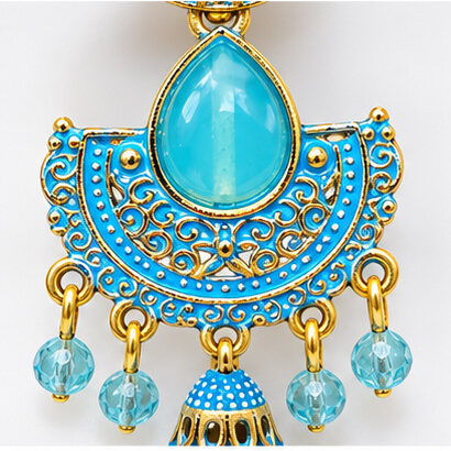 Royal Teardrop Jhumka Chandbali Earrings (Turquoise Blue) product image 7