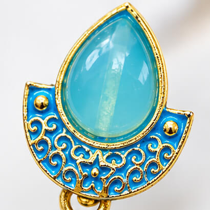 Royal Teardrop Jhumka Chandbali Earrings (Turquoise Blue) product image 3