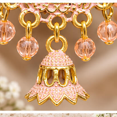 Royal Teardrop Jhumka Chandbali Earrings (Blush Peach) product image 3