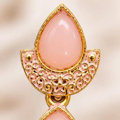 Royal Teardrop Jhumka Chandbali Earrings (Blush Peach) product image 2