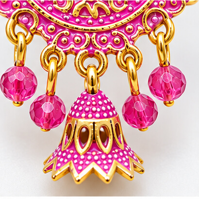 Royal Teardrop Jhumka Chandbali Earrings (Fuchsia Pink) product image 6