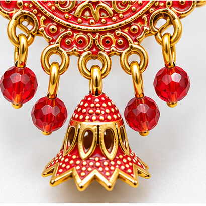 Royal Teardrop Jhumka Chandbali Earrings (Red) product image 5