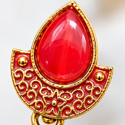 Royal Teardrop Jhumka Chandbali Earrings (Red) product image 3