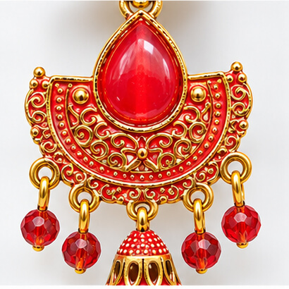 Royal Teardrop Jhumka Chandbali Earrings (Red) product image 7