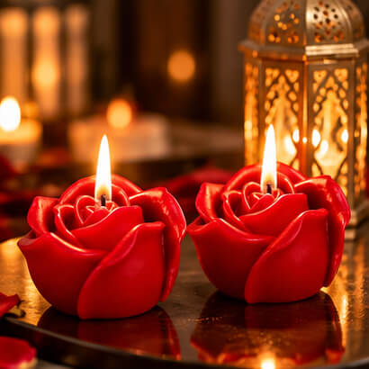Romantic Red Rose Candles – Set of 2 product image 8
