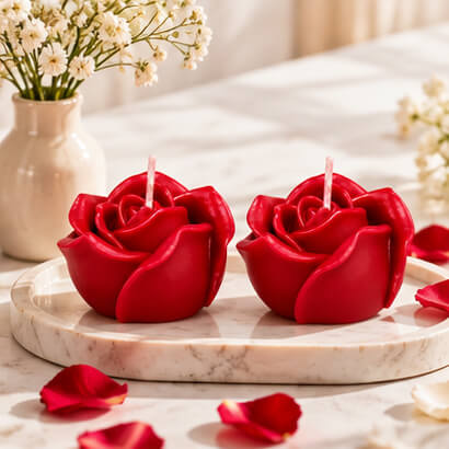 Romantic Red Rose Candles – Set of 2 – Heartly Wishes