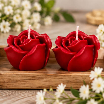 Romantic Red Rose Candles – Set of 2 product image 2