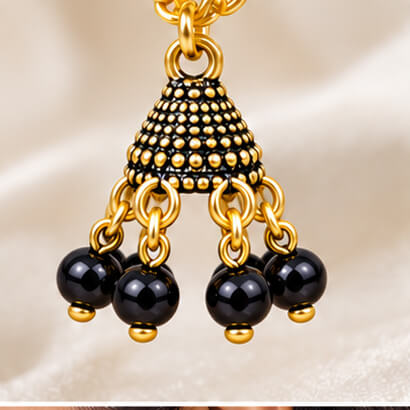 Paisley Chain Jhumka Earrings (Black) product image 6