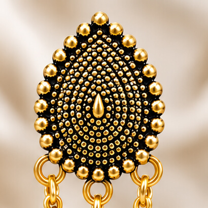 Paisley Chain Jhumka Earrings (Black) product image 5