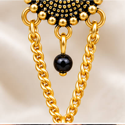 Paisley Chain Jhumka Earrings (Black) product image 4