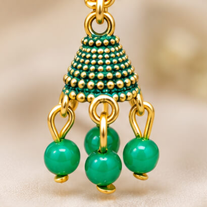 Paisley Chain Jhumka Earrings (Green) product image 3