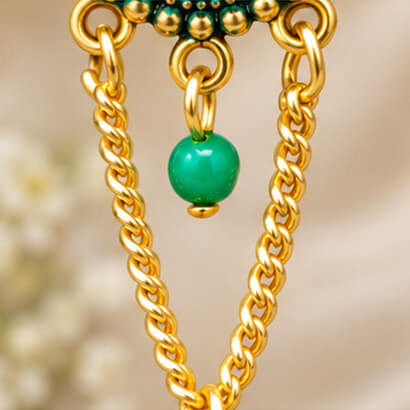 Paisley Chain Jhumka Earrings (Green) product image 4