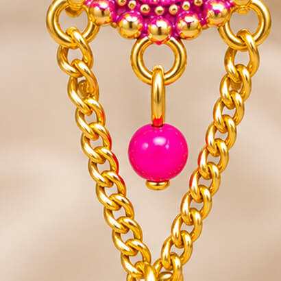 Paisley Chain Jhumka Earrings (Pink) product image 5