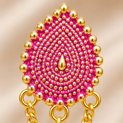 Paisley Chain Jhumka Earrings (Pink) product image 4