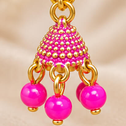 Paisley Chain Jhumka Earrings (Pink) product image 3