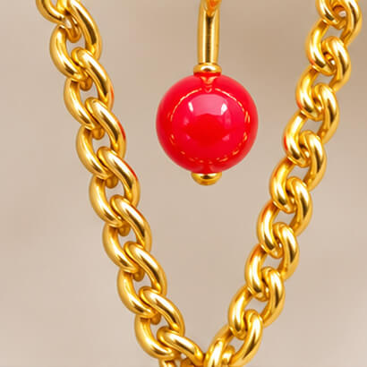 Paisley Chain Jhumka Earrings (Red) product image 6